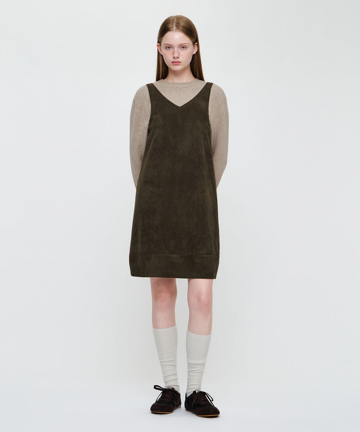 마리떼 프랑소와 저버(MARITHÉ + FRANҪOIS GIRBAUD) W FAUX LEATHER SLEEVELESS MINI DRESS brown