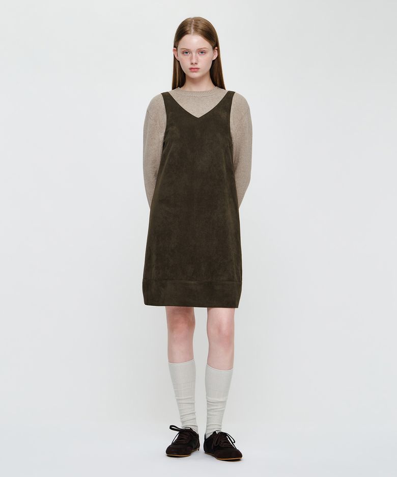 W FAUX LEATHER SLEEVELESS MINI DRESS brown