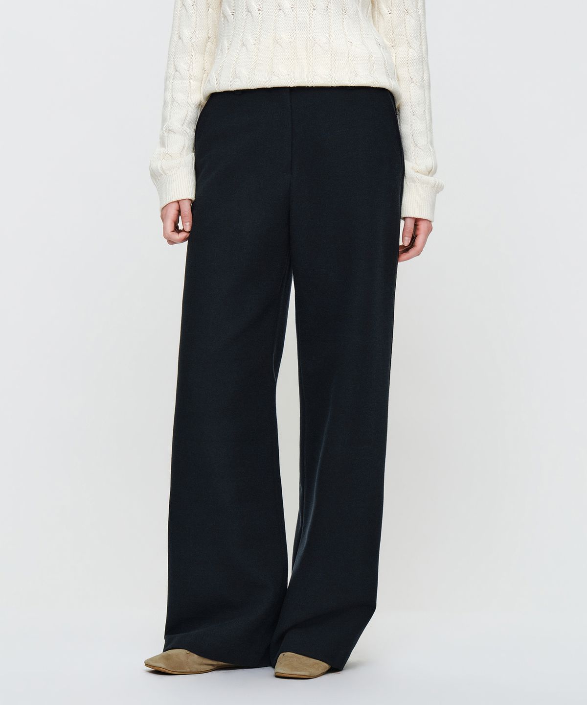 마리떼 프랑소와 저버(MARITHÉ + FRANҪOIS GIRBAUD) W WOOL-LIKE SLACKS charcoal