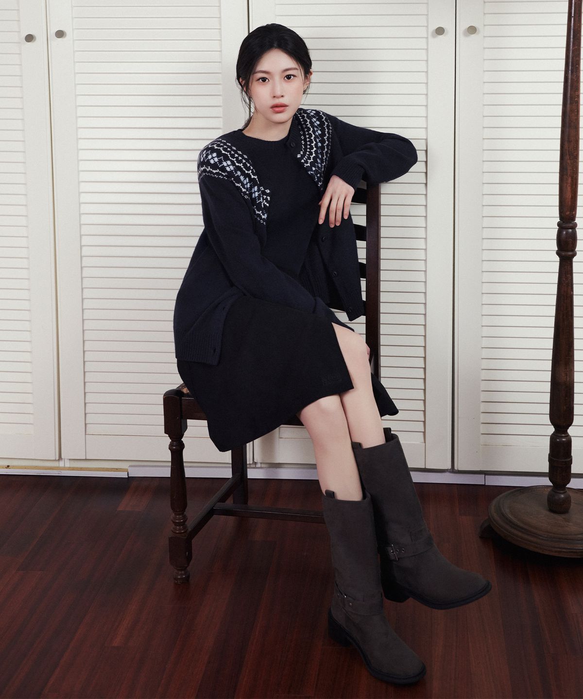 마리떼 프랑소와 저버(MARITHÉ + FRANҪOIS GIRBAUD) W SUEDE WRAP SKIRT black