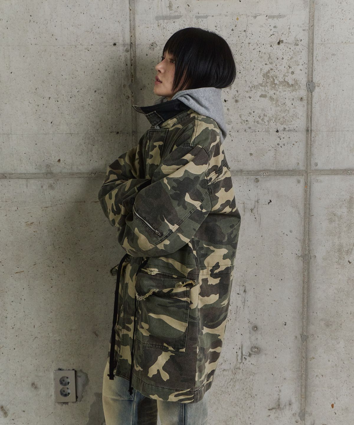 9999아카이브(9999ARCHIVE) Vintage Cut-Out Washed Military Parka