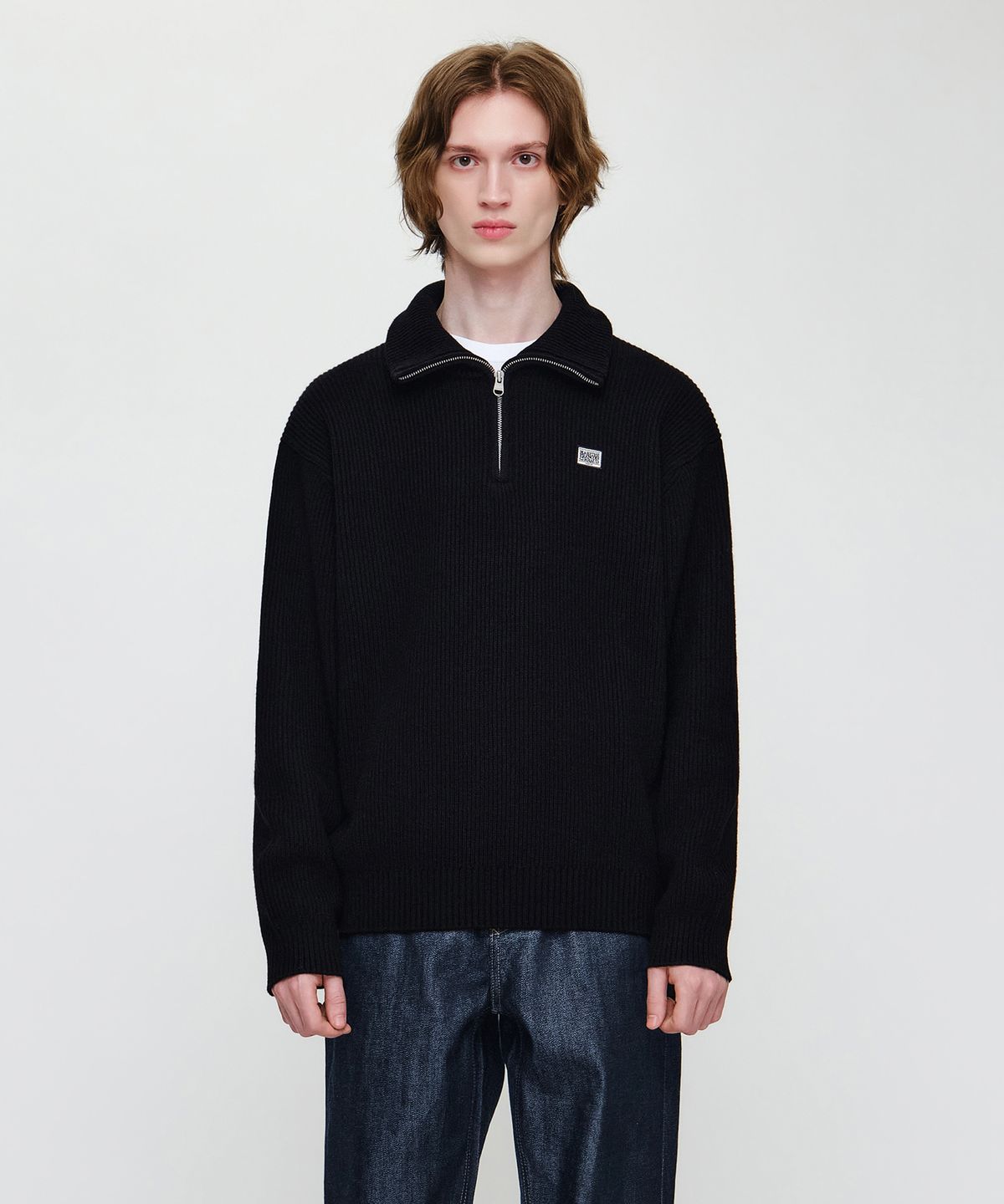 마리떼 프랑소와 저버(MARITHÉ + FRANҪOIS GIRBAUD) SMALL CLASSIC LOGO OVERSIZED HALF ZIP-UP KNIT black