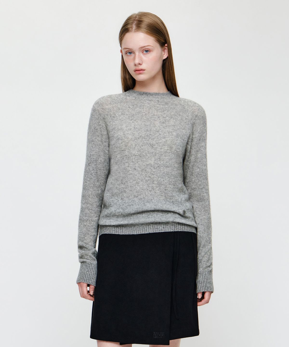 마리떼 프랑소와 저버(MARITHÉ + FRANҪOIS GIRBAUD) W PREMIUM MERINO WOOL HALF NECK KNIT heather gray