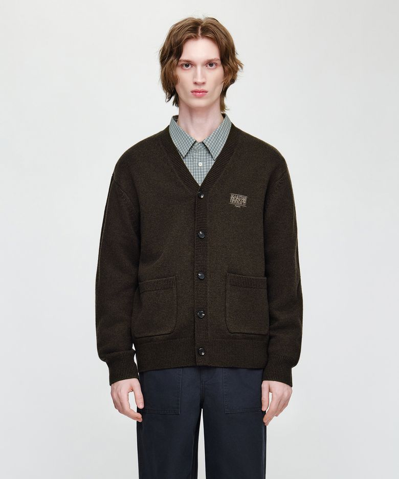 PREMIUM SMALL CLASSIC LOGO CASHMERE V-NECK CARDIGAN brown