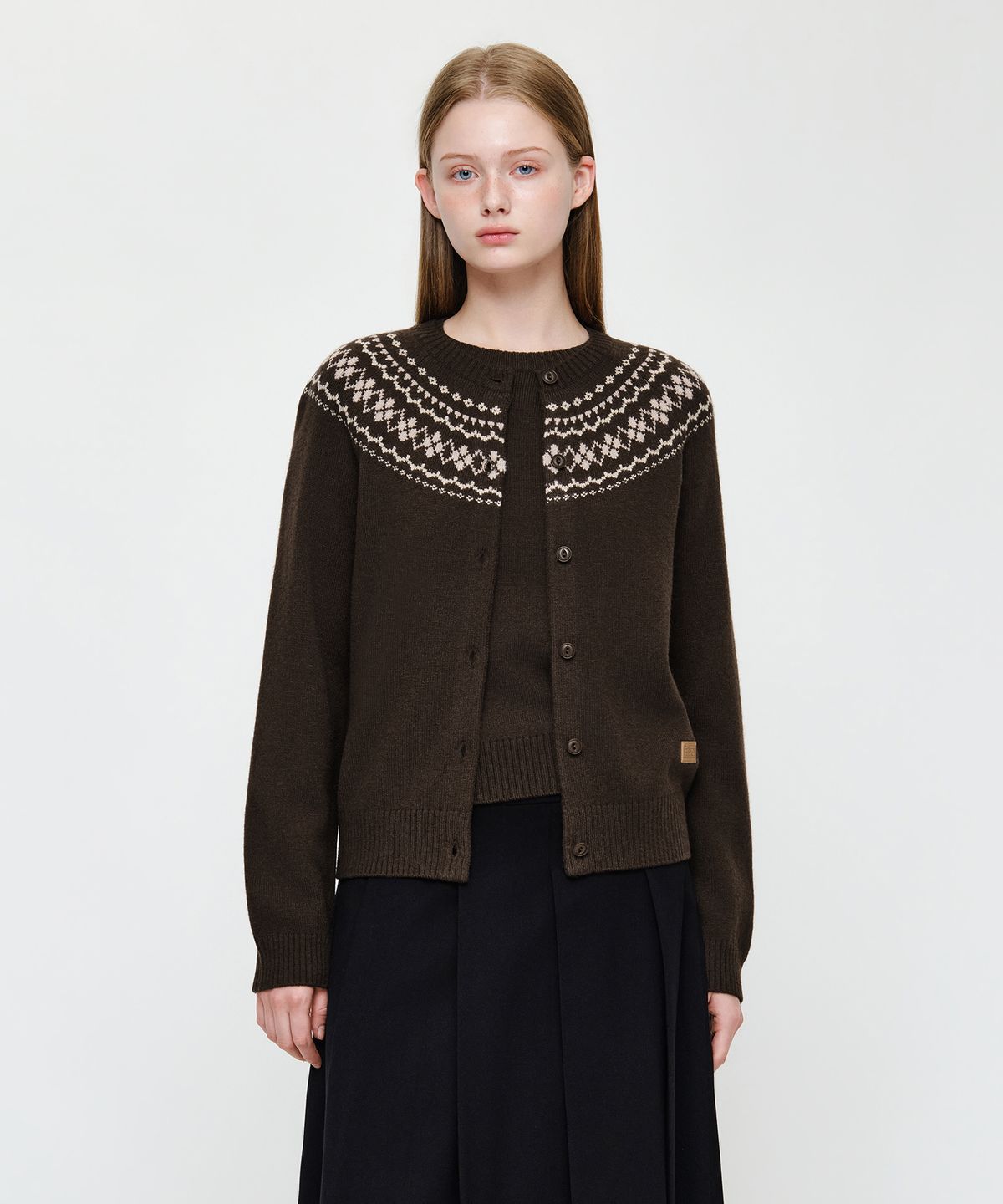 마리떼 프랑소와 저버(MARITHÉ + FRANҪOIS GIRBAUD) W SMALL CLASSIC LOGO NORDIC CARDIGAN SET UP brown