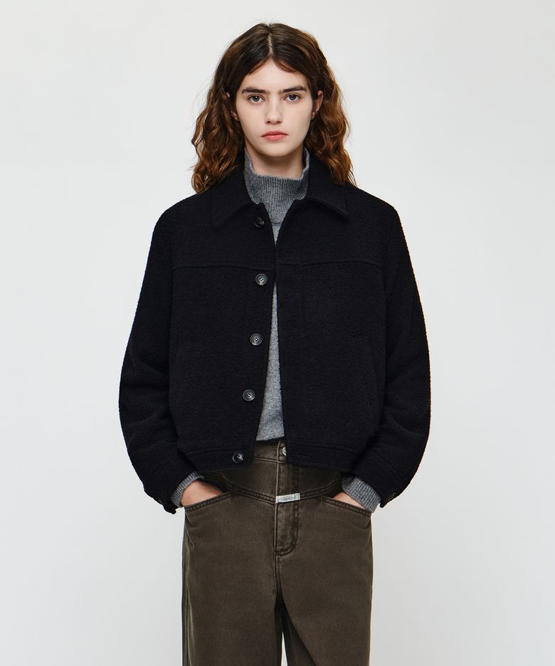 COLLAR TWEED JACKET black