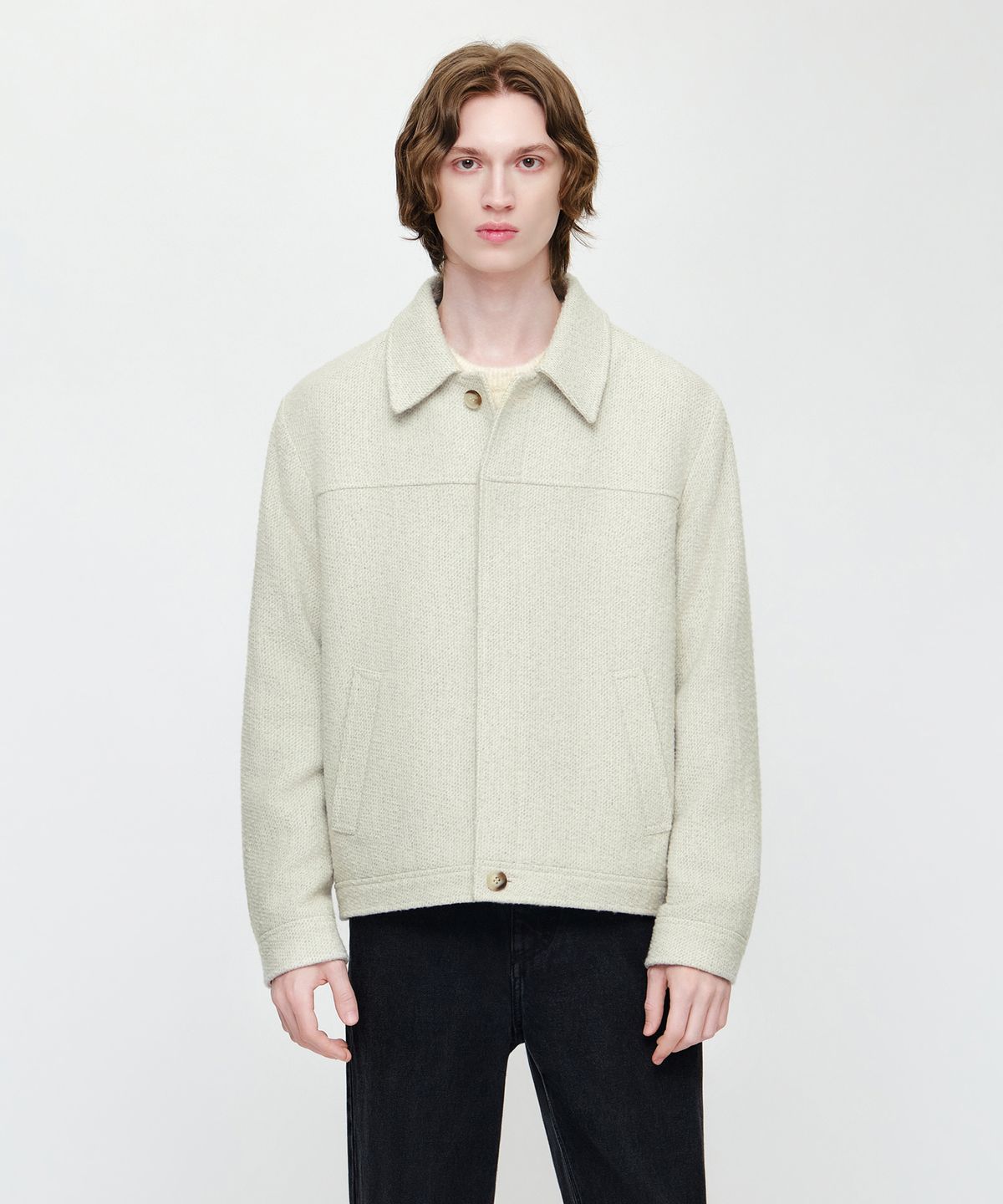 마리떼 프랑소와 저버(MARITHÉ + FRANҪOIS GIRBAUD) COLLAR TWEED JACKET cream