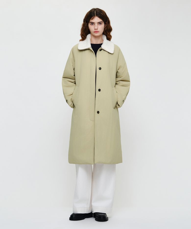 W WAIST BELT LONG PADDED JACKET beige