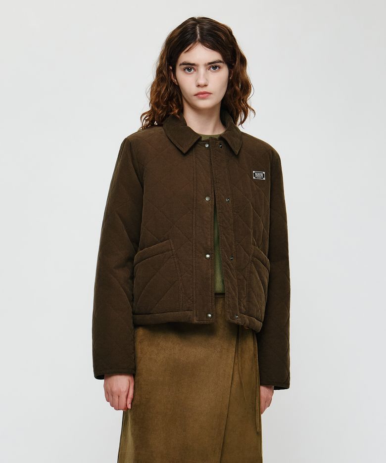 W COLLAR PADDED JACKET brown