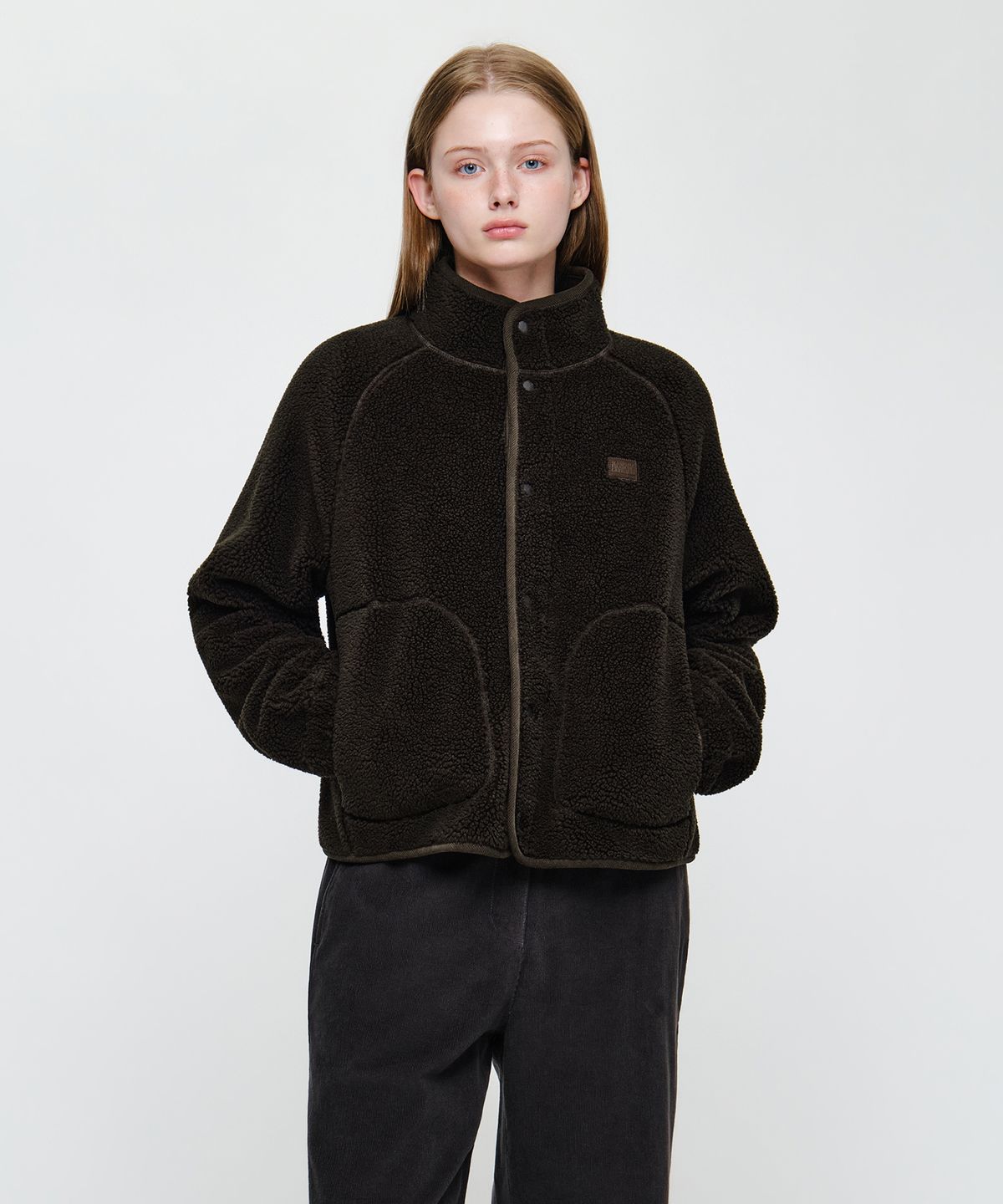 마리떼 프랑소와 저버(MARITHÉ + FRANҪOIS GIRBAUD) W HIGH NECK FLEECE JACKET dark brown