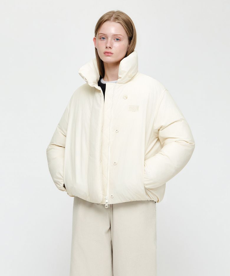 W HIGH NECK PADDED JACKET ivory