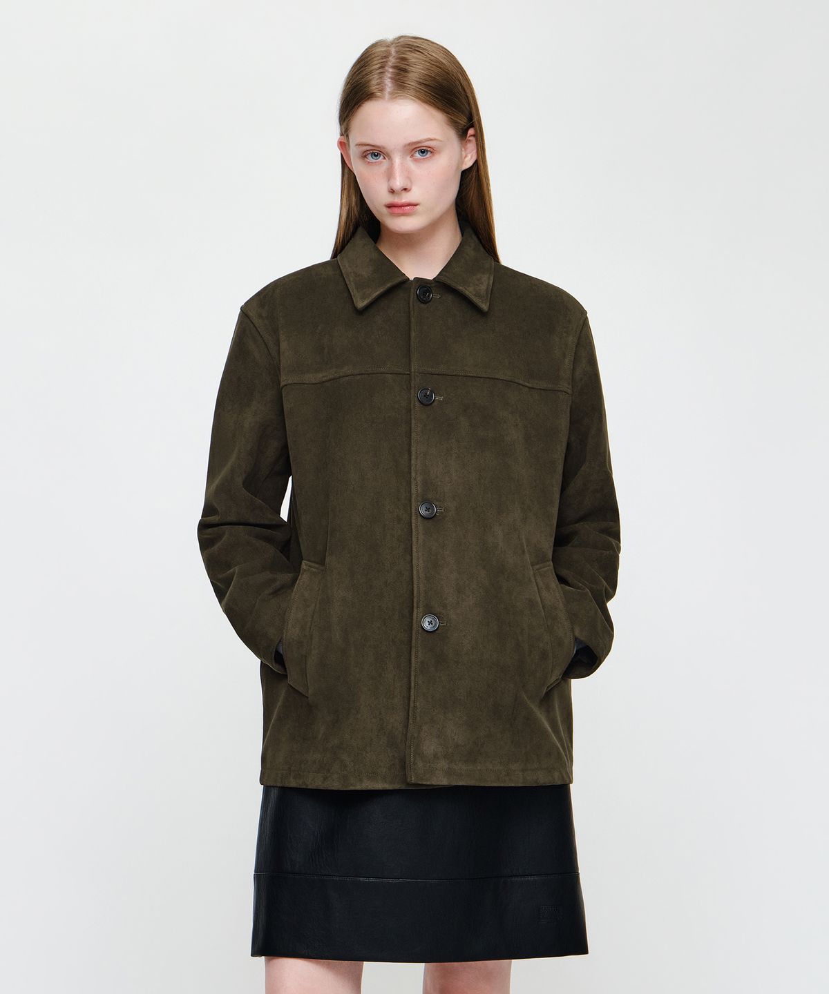 마리떼 프랑소와 저버(MARITHÉ + FRANҪOIS GIRBAUD) W FAUX SUEDE HALF JACKET brown