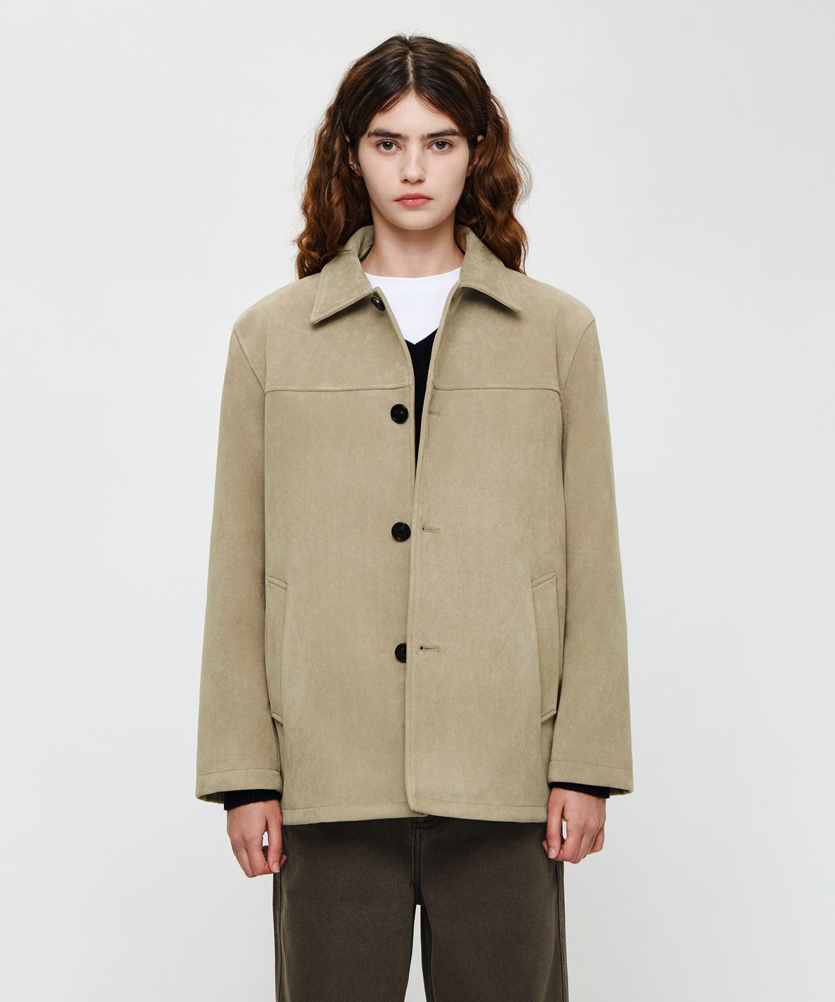마리떼 프랑소와 저버(MARITHÉ + FRANҪOIS GIRBAUD) W FAUX SUEDE HALF JACKET beige