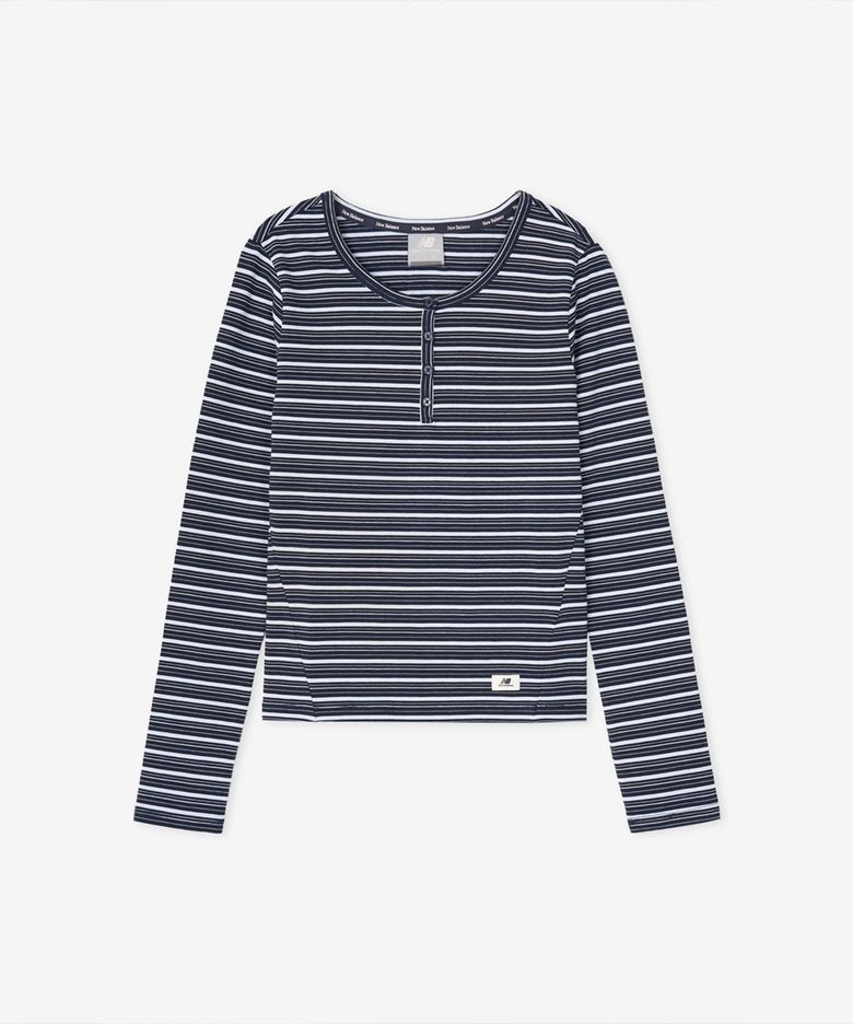 NBNDG3W112 / WOMEN NB-FLOWY 헨리넥 긴팔티 (NAVY)