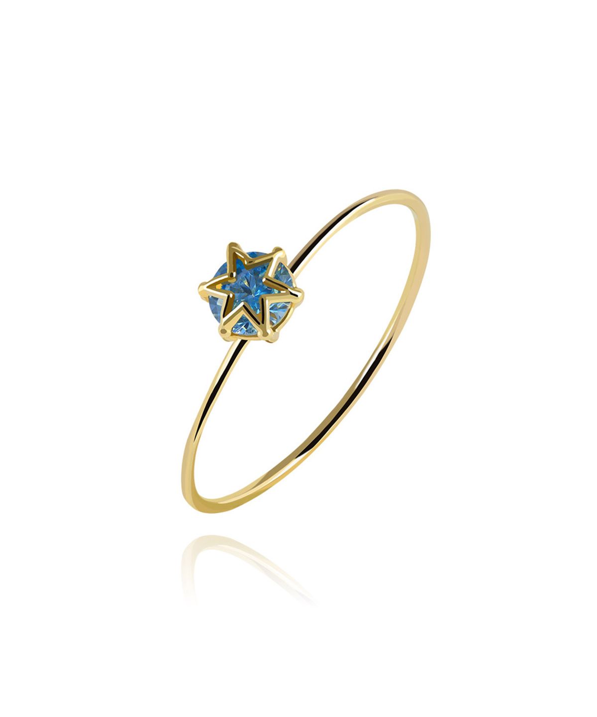 엘렌쥬얼리(HELENE JEWELRY) 14K 스카이 블루 큐빅 스타 미스 링 금 실 반지