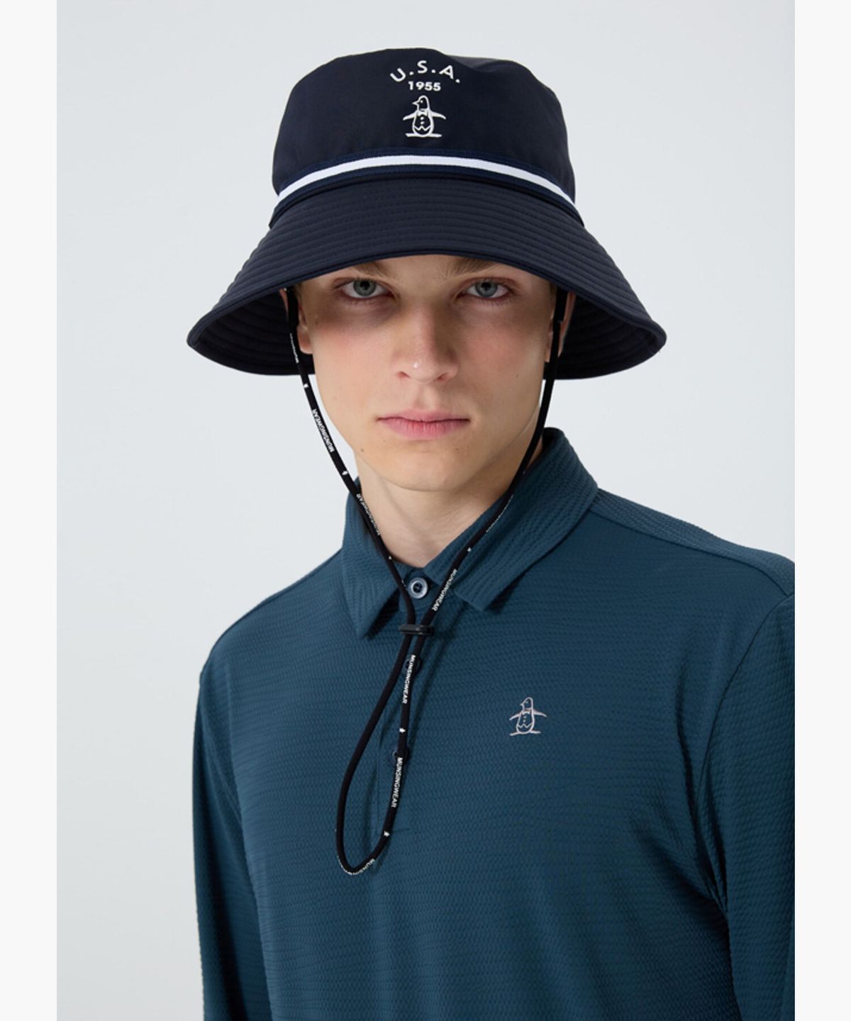 먼싱웨어(MUNSINGWEAR) 남성 2도 웨빙 포인트 버킷햇 다크네이비 MR321MCP72