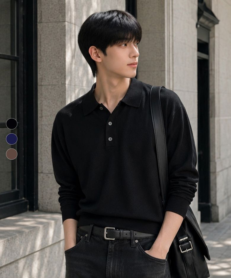 에센셜 카라넥 크롭 니트(3color)