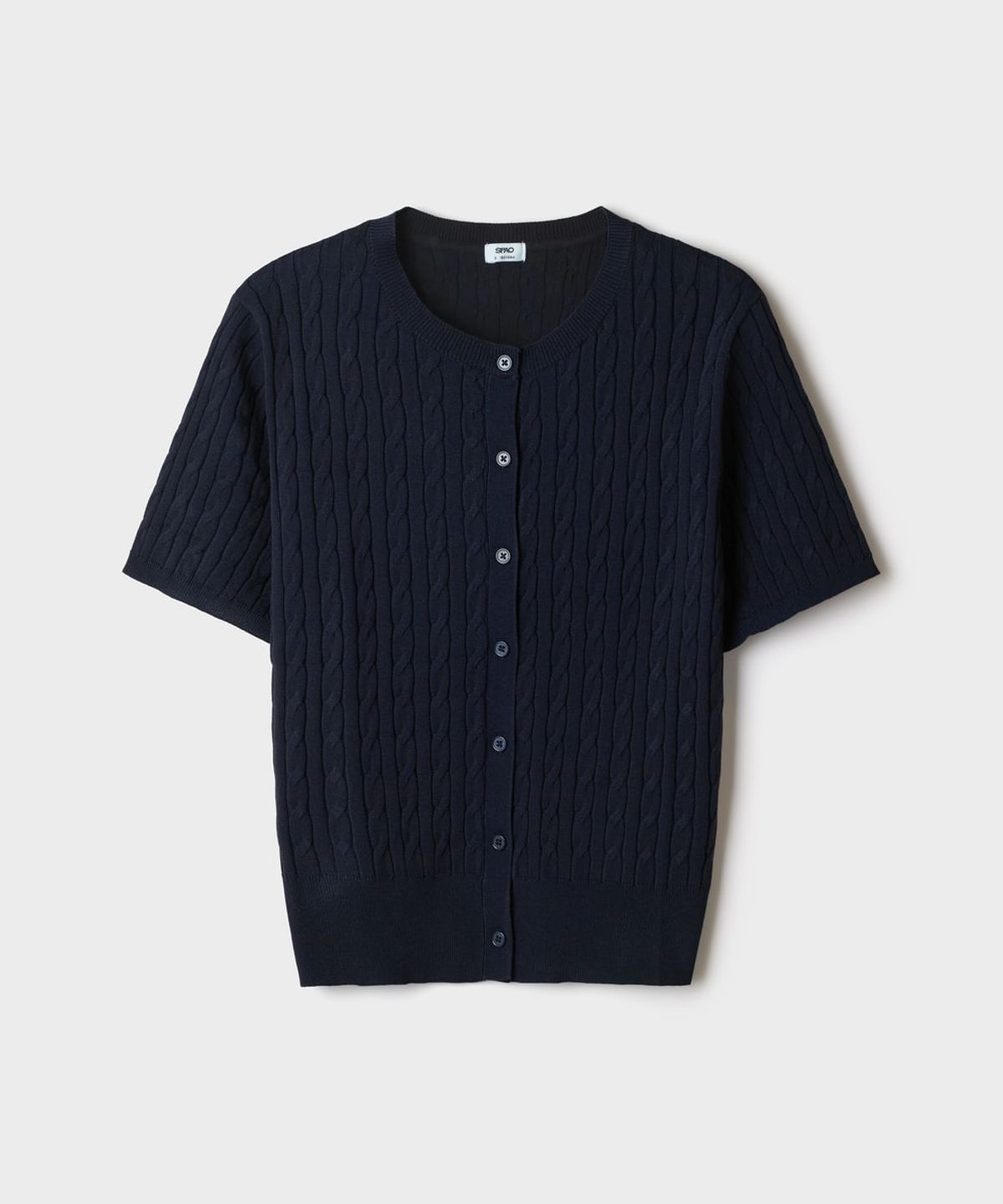 스파오(SPAO) [COOL] 라운드넥 미니 케이블 반팔 카디건 (RE)_SPCKG38G01