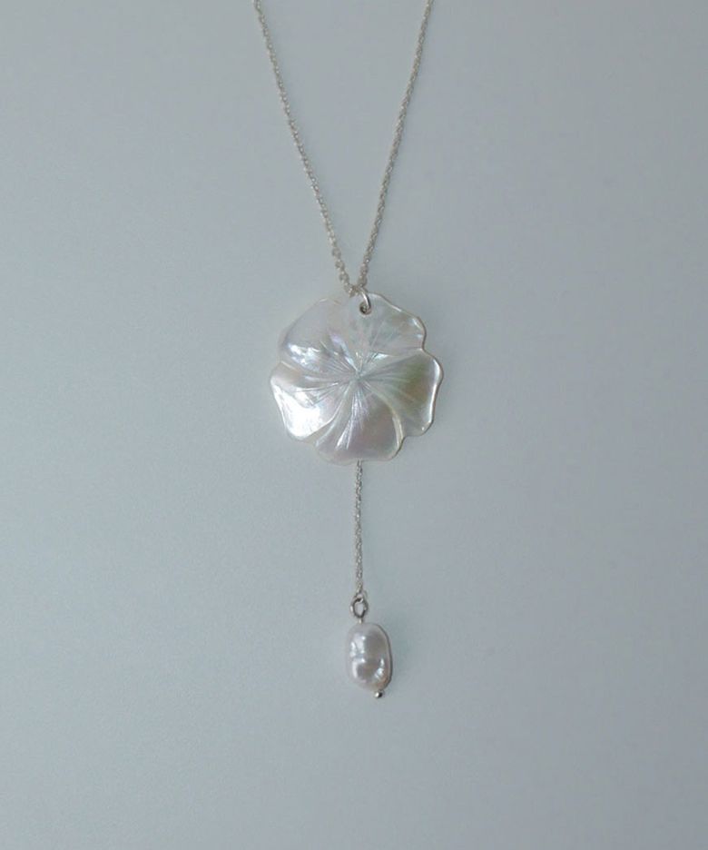 moonlit rose nacre drop necklace