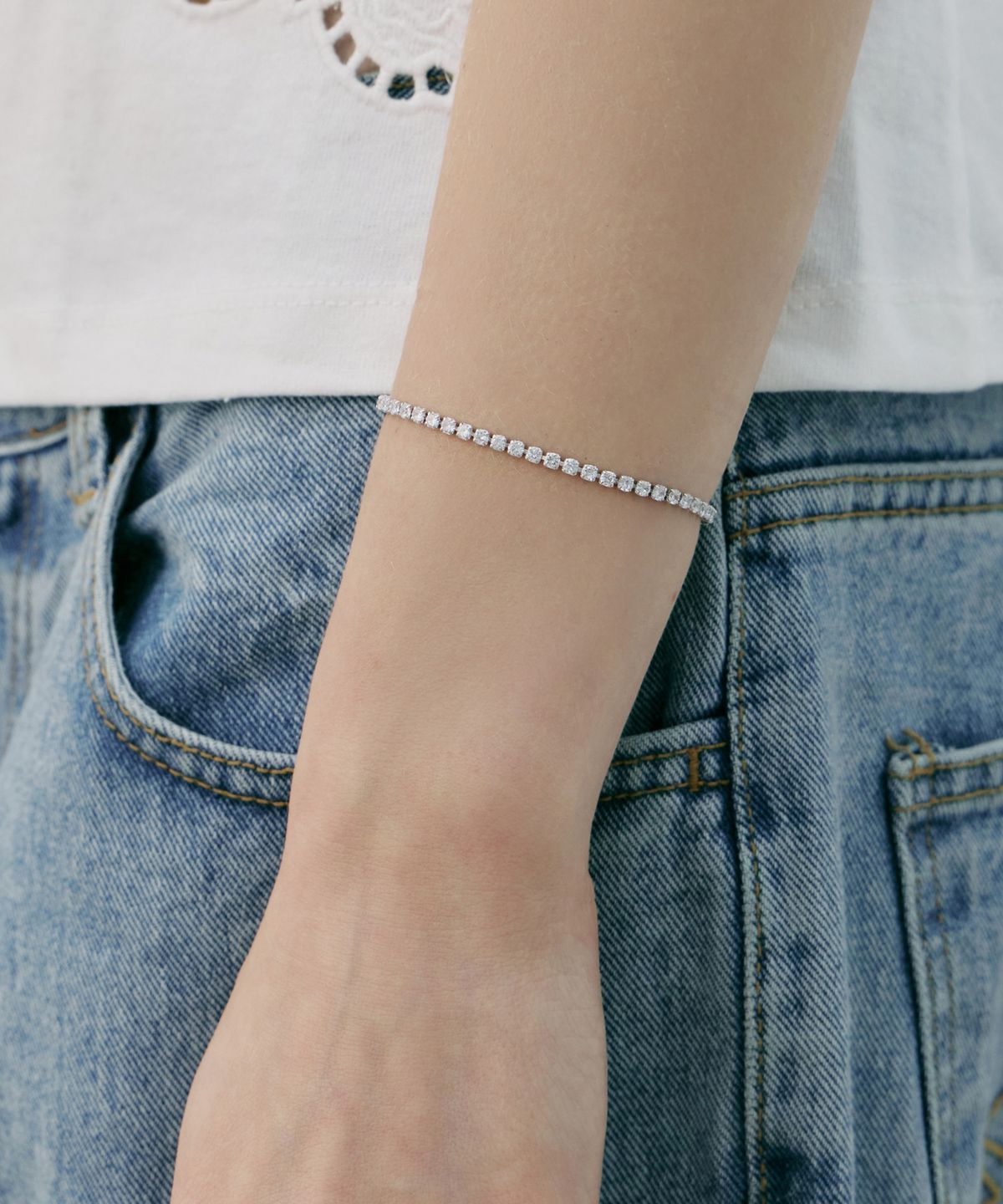바이이에르(BYHYERES) 퓨어라인 new 테니스 팔찌 2.0mm (White) BH7B66820WB190