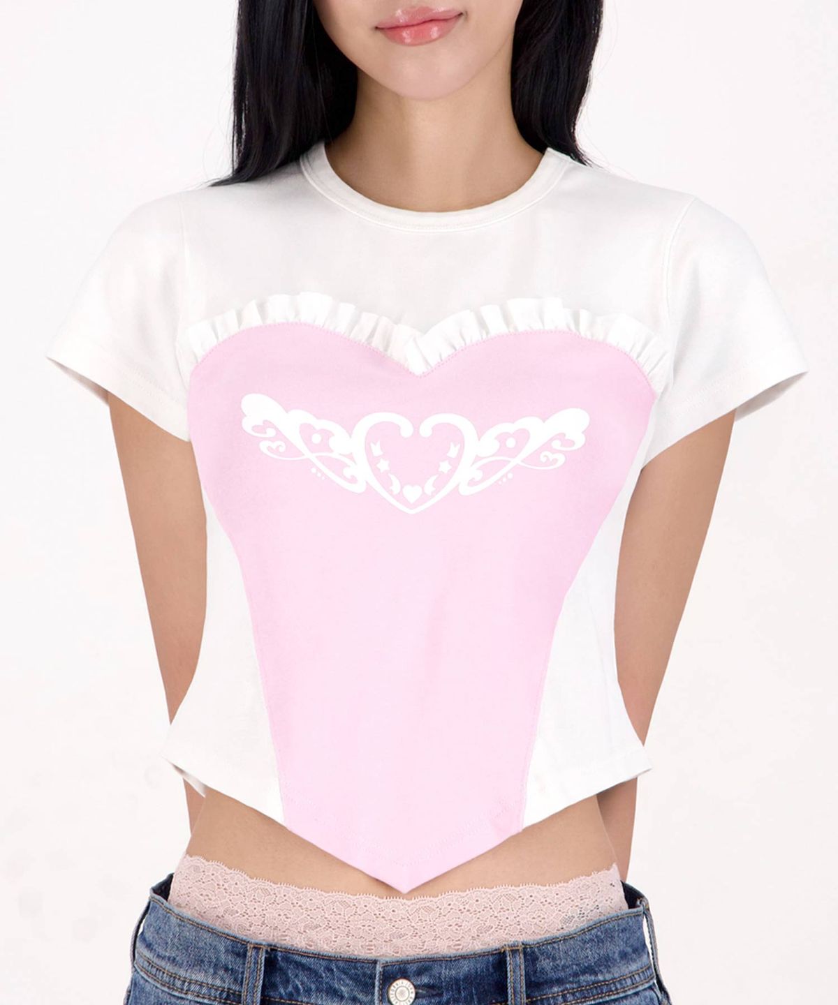 무운(MUUN) Magical Girl Bustier Top (Pink/White)
