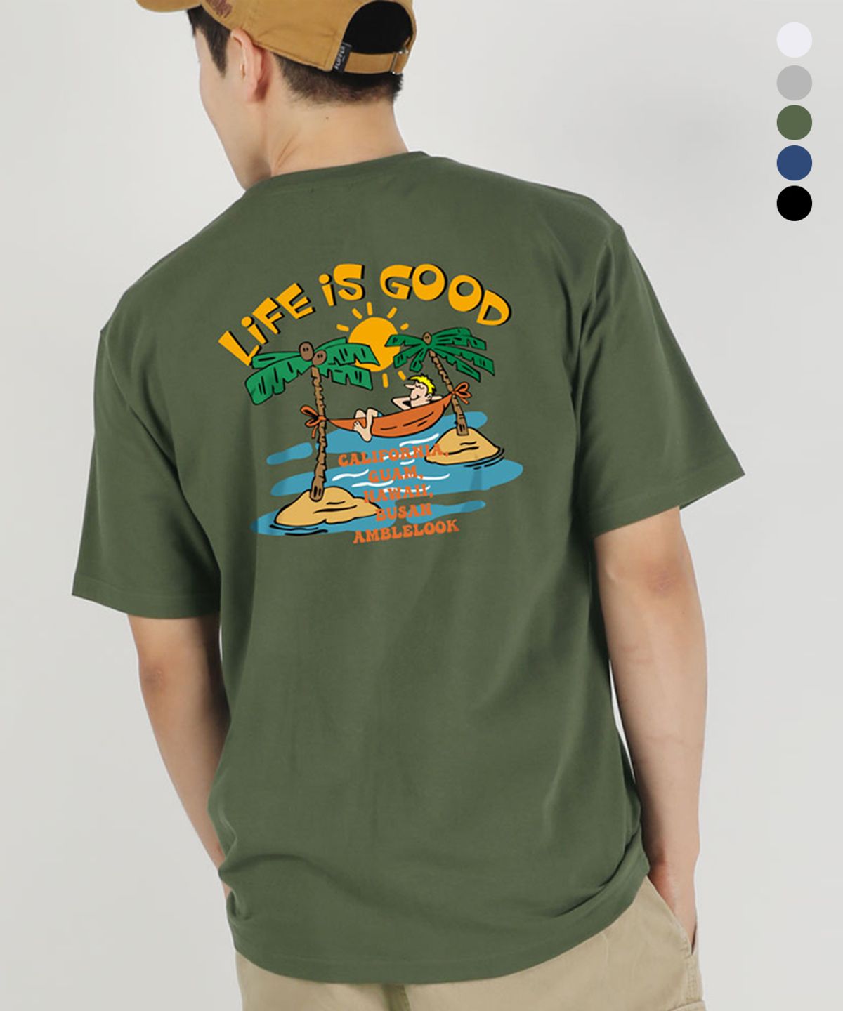 엠블룩(AMBLELOOK) 프리미엄 면스판 반팔티셔츠 LIFE IS GOOD (6color)