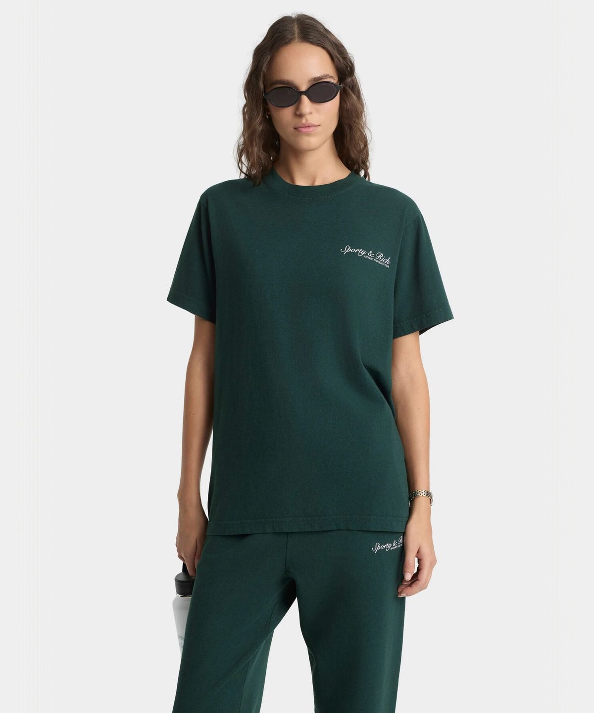 스포티앤리치(SPORTY&RICH) 시라큐스 티셔츠 남여공용 - 다크 그린 R265AUT051