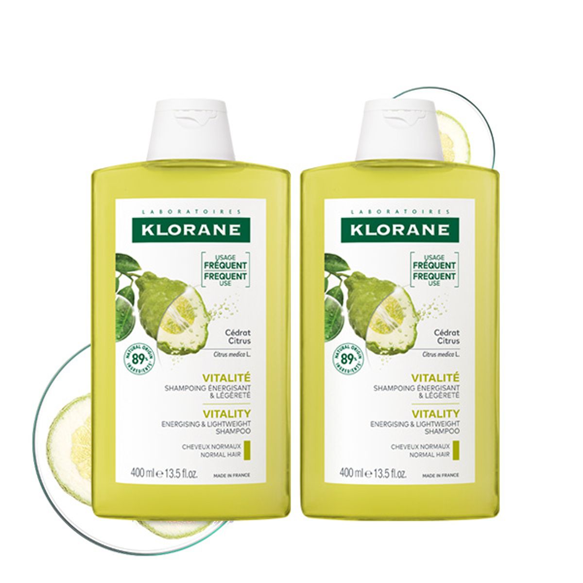 클로란(KLORANE) 시트러스 샴푸 400ml 2개