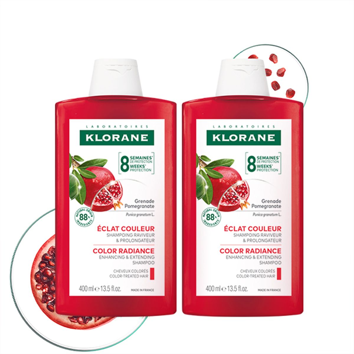 클로란(KLORANE) 석류 컬러 프로텍션 샴푸 400ml 2개