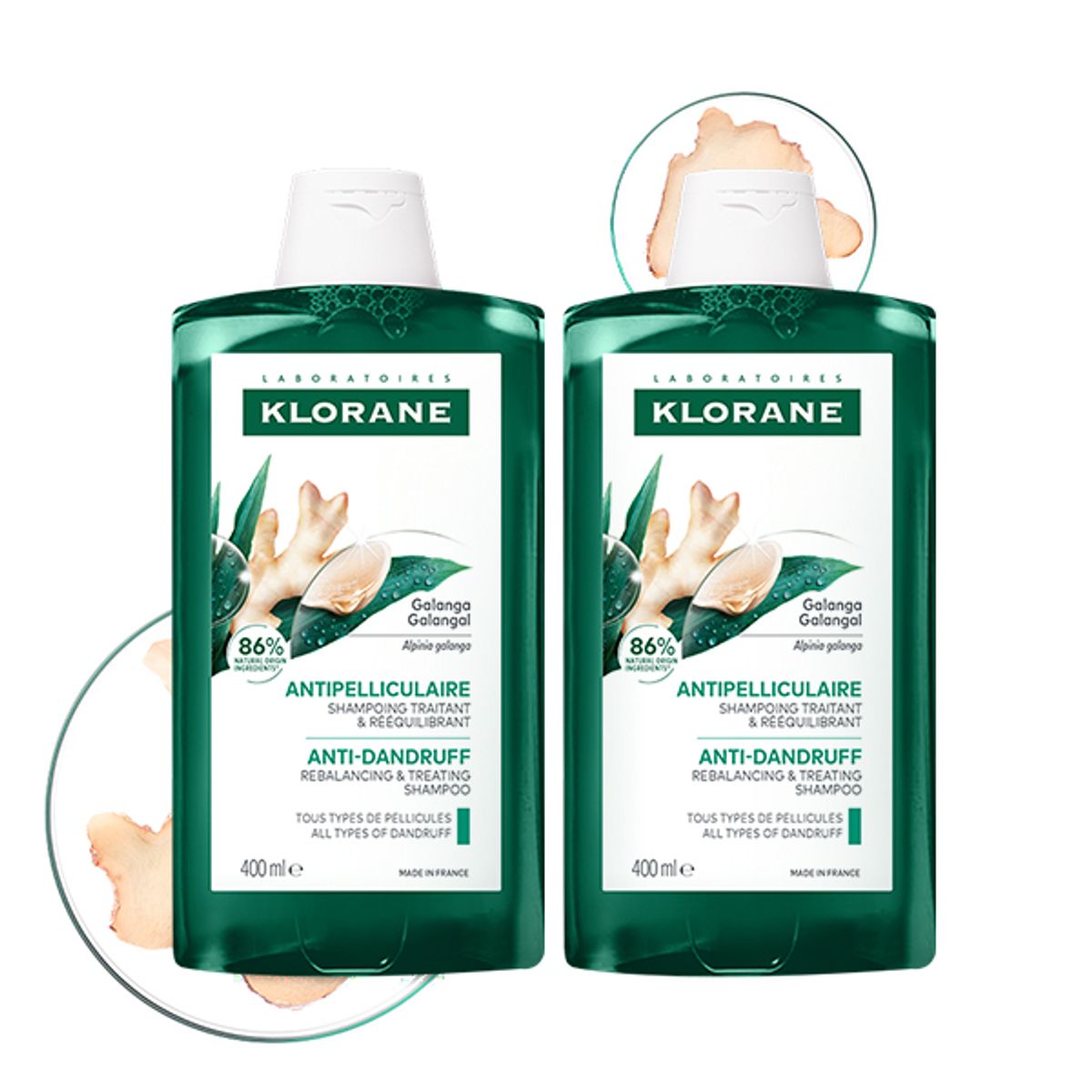 클로란(KLORANE) 갈랑가 안티 댄드러프 샴푸 400ml 2개