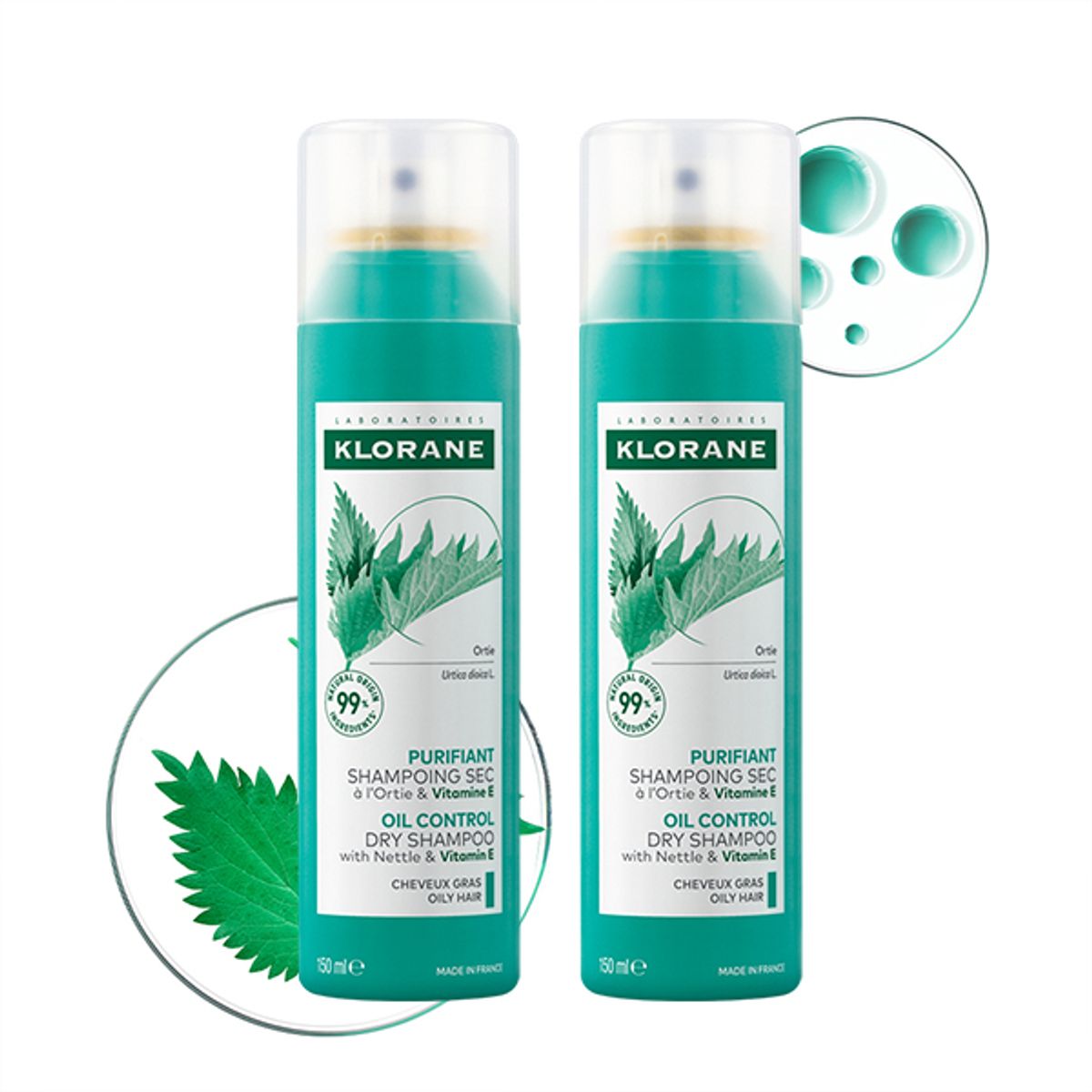 클로란(KLORANE) 네틀 노세범 드라이 샴푸 150ml 2개