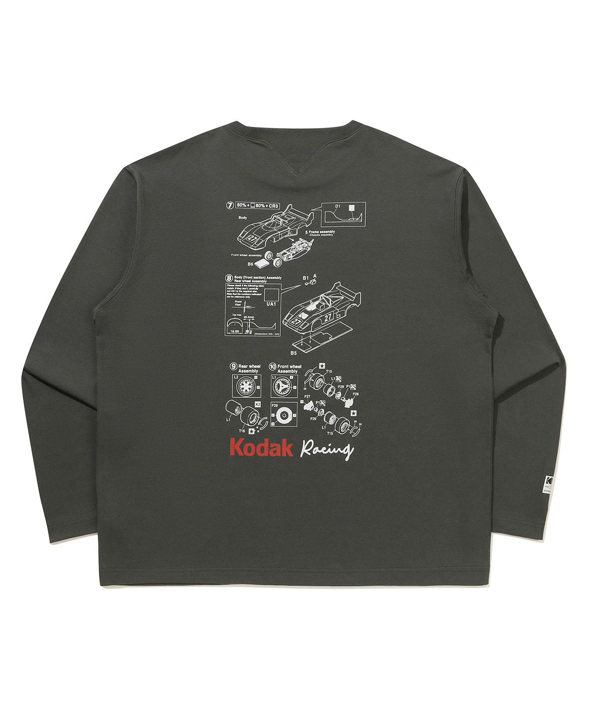 코닥(KODAK) 레이싱 엔지니어링 그래픽 긴팔 티셔츠 CHARCOAL