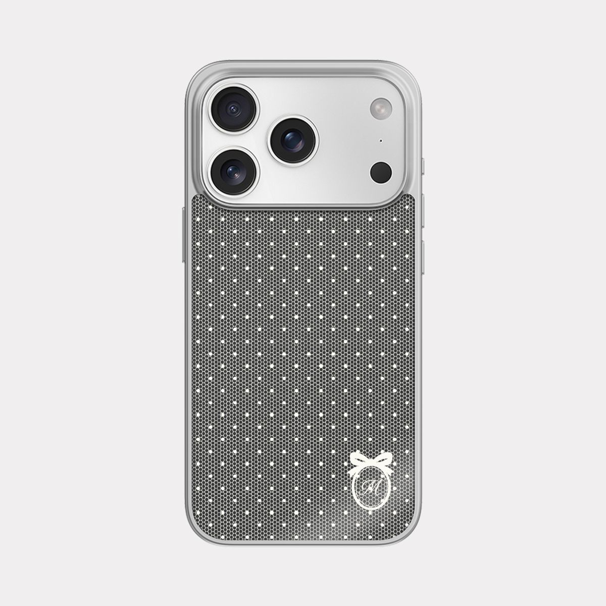 메이드모먼(MADEMOMENT) lace dot 디자인 [블랙미러 실버 범퍼케이스]