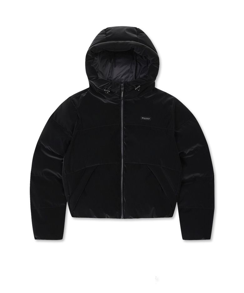 여성 뉴올리아 벨벳터치 다운 숏패딩 (BLACK)