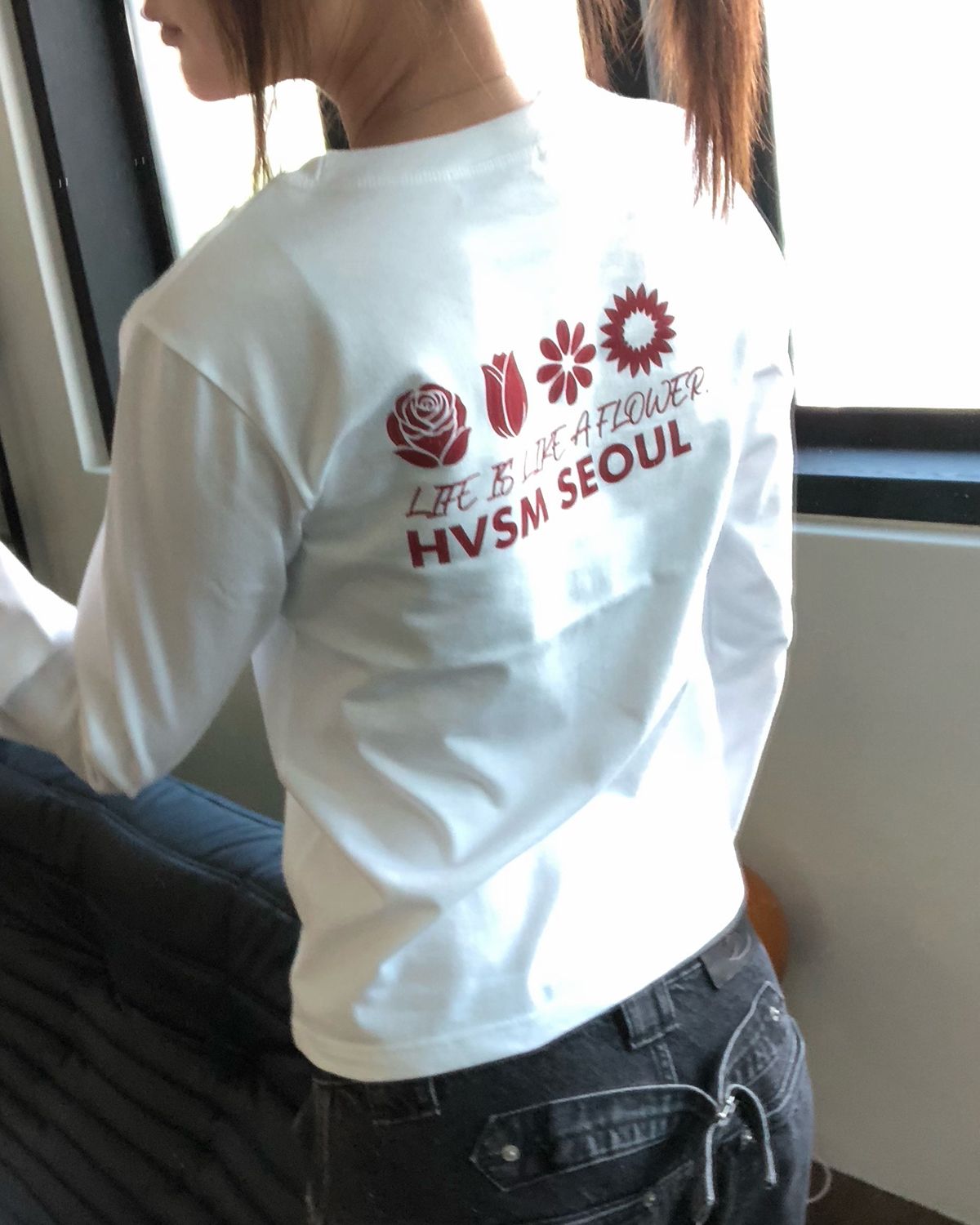 해비즘(HAVISM) W NAME CARD L/S TEE(WHITE-RED)