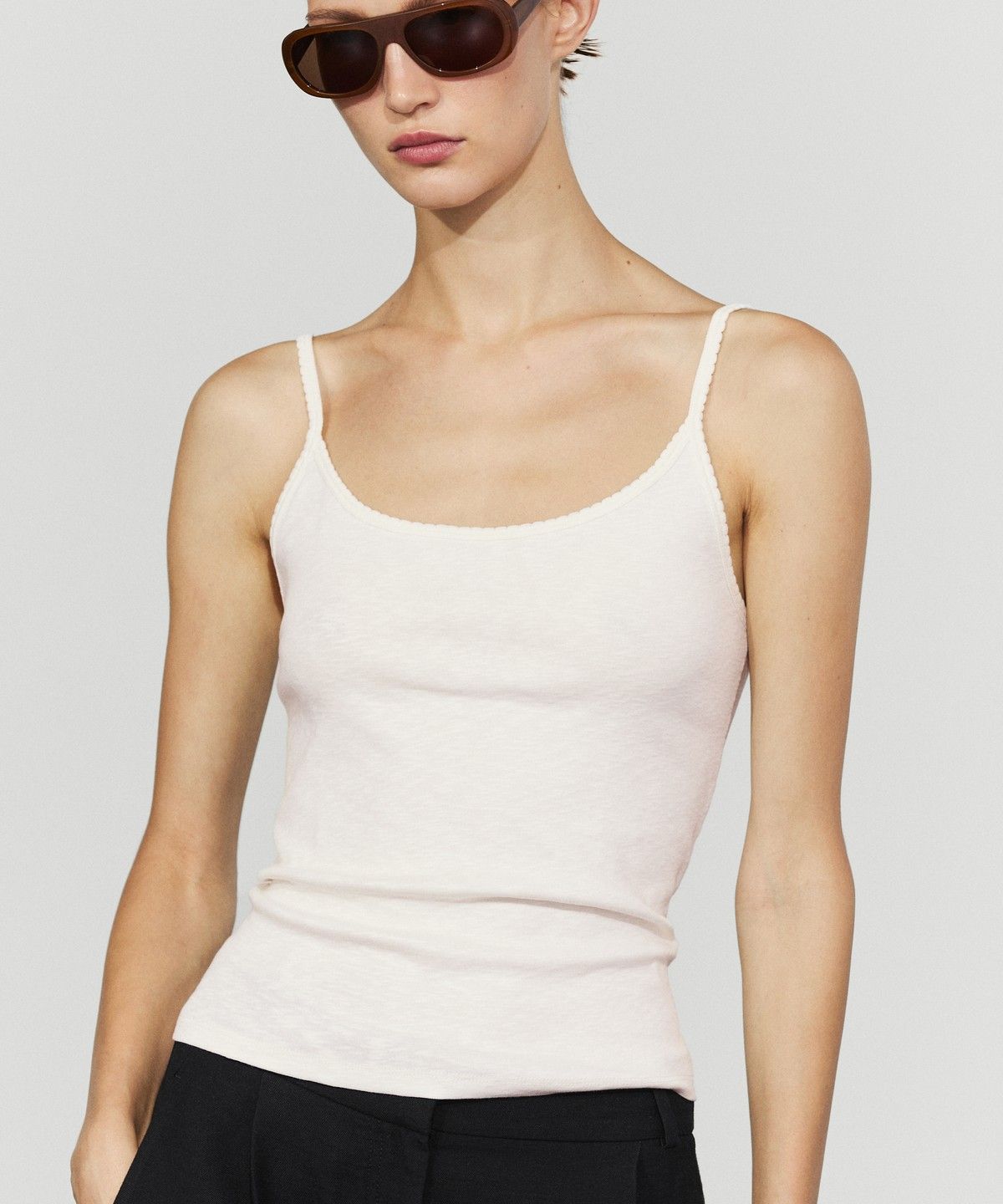 마시모두띠(MASSIMO DUTTI) 코튼 블렌드 스트랩 탑