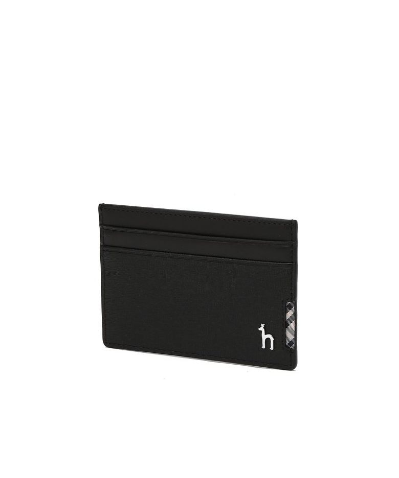 블랙 체크장식 소가죽 카드홀더 HJHO6F286BK