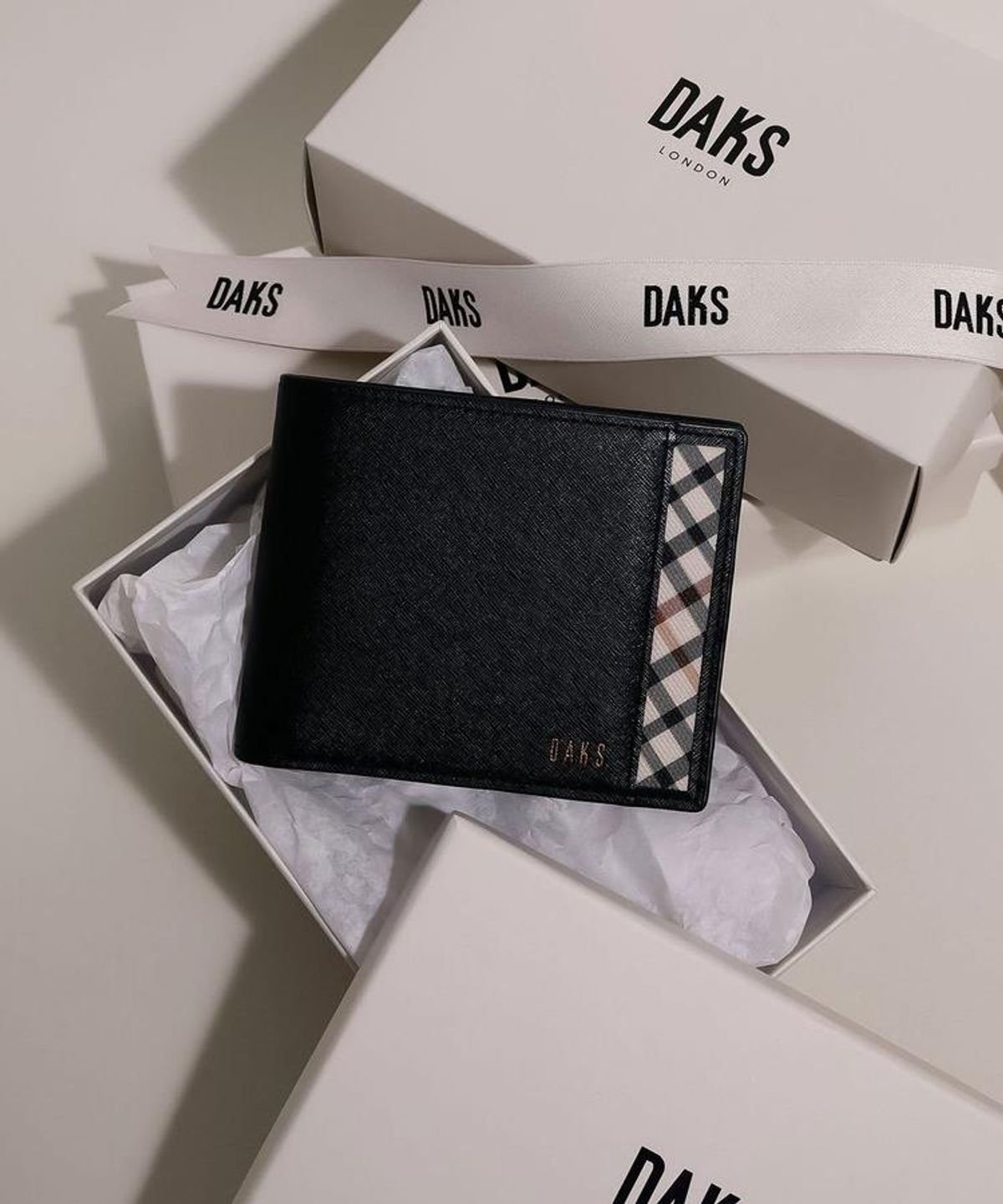 닥스 남성 액세서리(DAKS MEN'S ACCESSORIES) 블랙 사피아노 하우스체크 DBWA6F971BK
