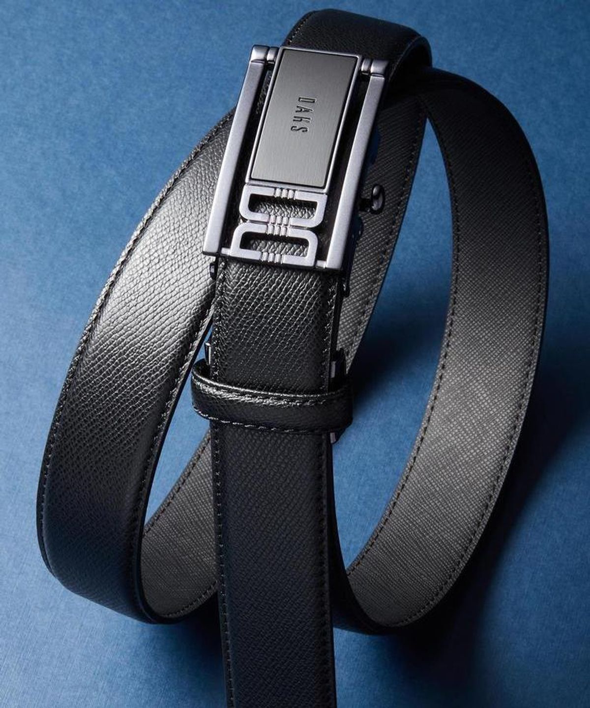 닥스 남성 액세서리(DAKS MEN'S ACCESSORIES) (DD Symbol) 블랙 트윌 엠보 남성 소가죽 자동벨트 DBBE6F834BK