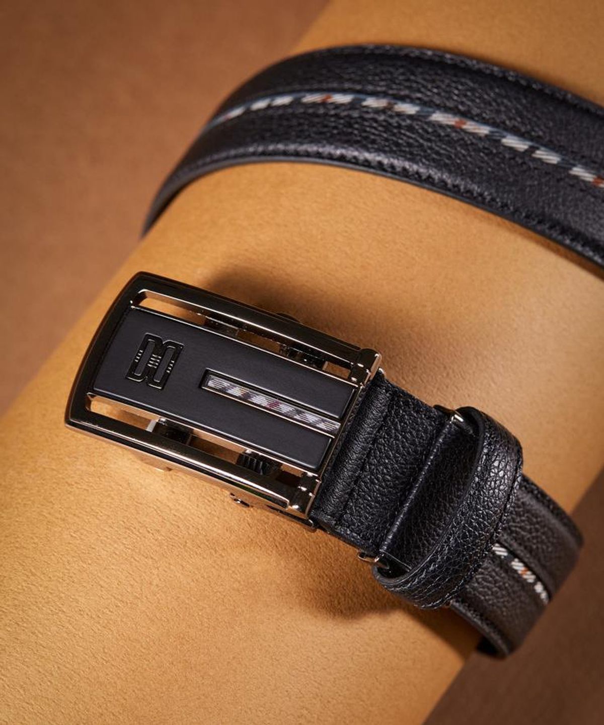 닥스 남성 액세서리(DAKS MEN'S ACCESSORIES) 블랙 하우스 체크라인 자동벨트 DBBE6F349BK