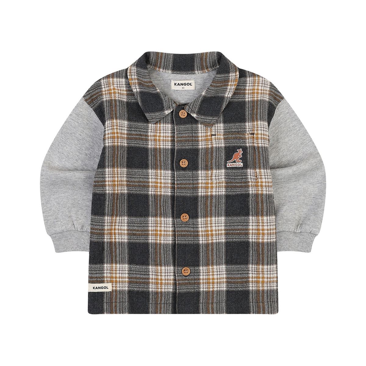 캉골키즈(KANGOL KIDS) [베이비] 체크 져지 믹스 셔츠 SC 0D16 멜란지 그레이