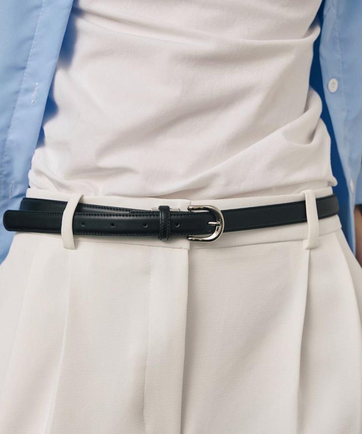 닥스 남성 액세서리(DAKS MEN'S ACCESSORIES) 블랙 소가죽 슬림 비조 여성벨트 DBBE6F746BK