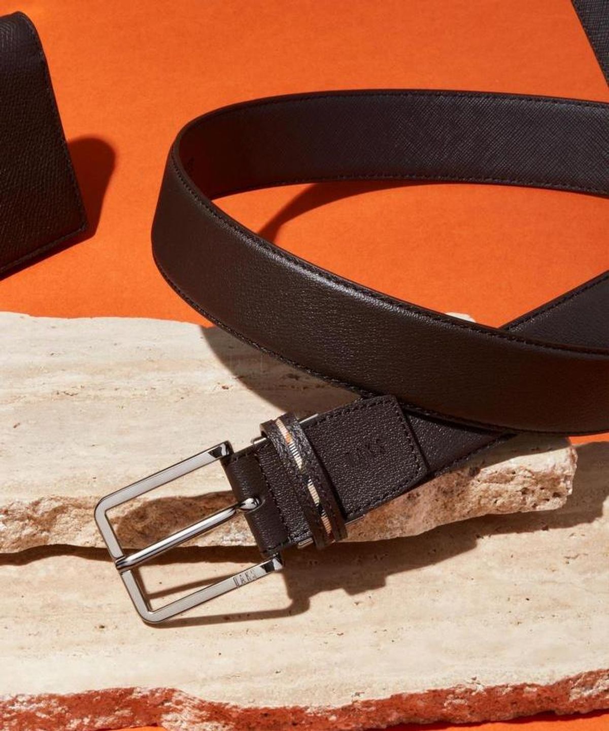 닥스 남성 액세서리(DAKS MEN'S ACCESSORIES) 브라운 체크라인 고리 소가죽 비조벨트 DBBE6F361BK