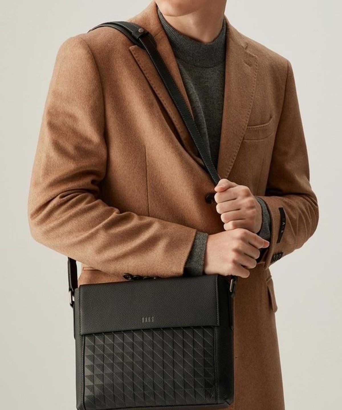 닥스 남성 액세서리(DAKS MEN'S ACCESSORIES) 블랙 그리드패턴 소가죽 DBBA6F263BK