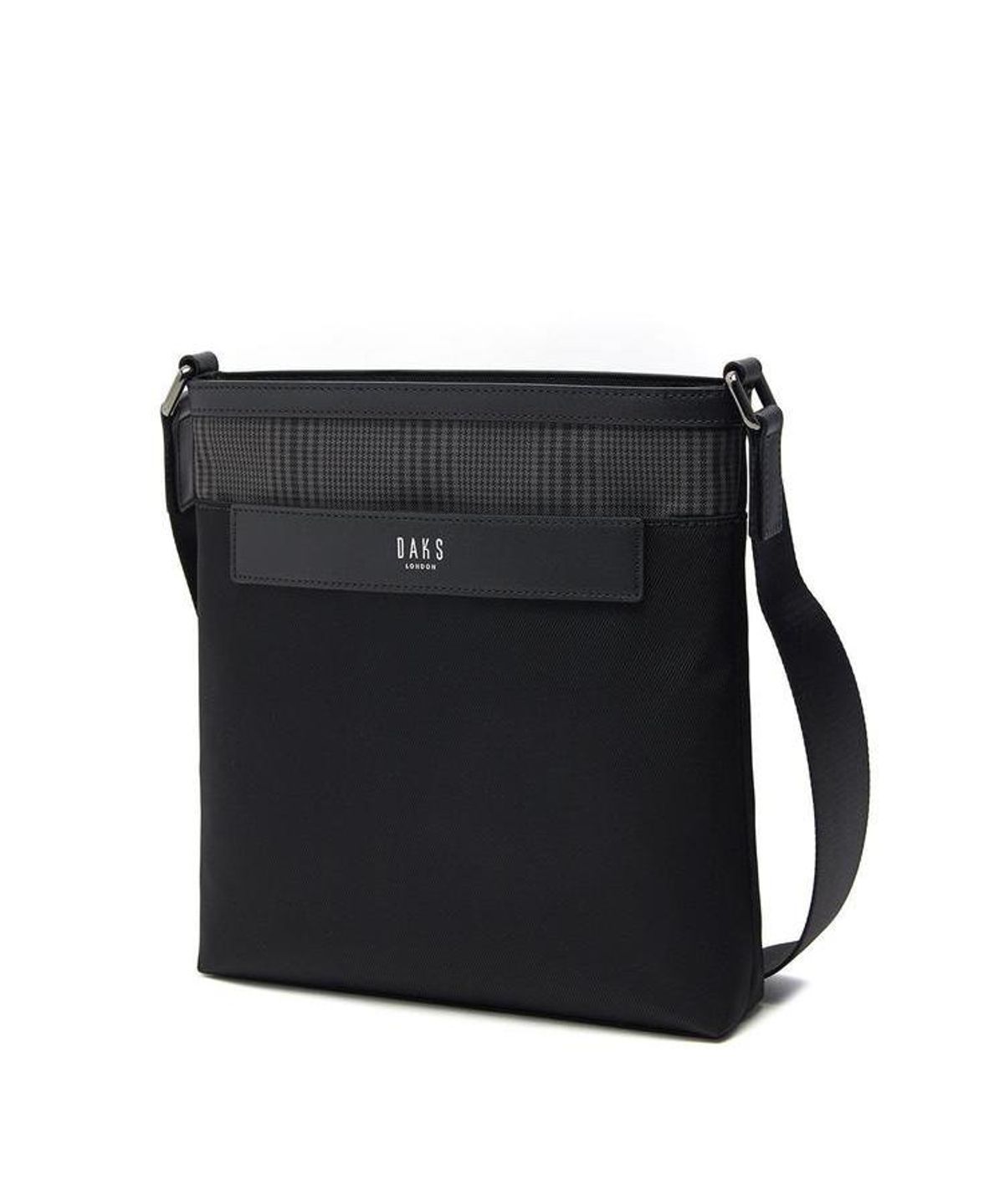 닥스 남성 액세서리(DAKS MEN'S ACCESSORIES) 블랙 가죽 부분 체크 서류가방 DBBA6F332BK