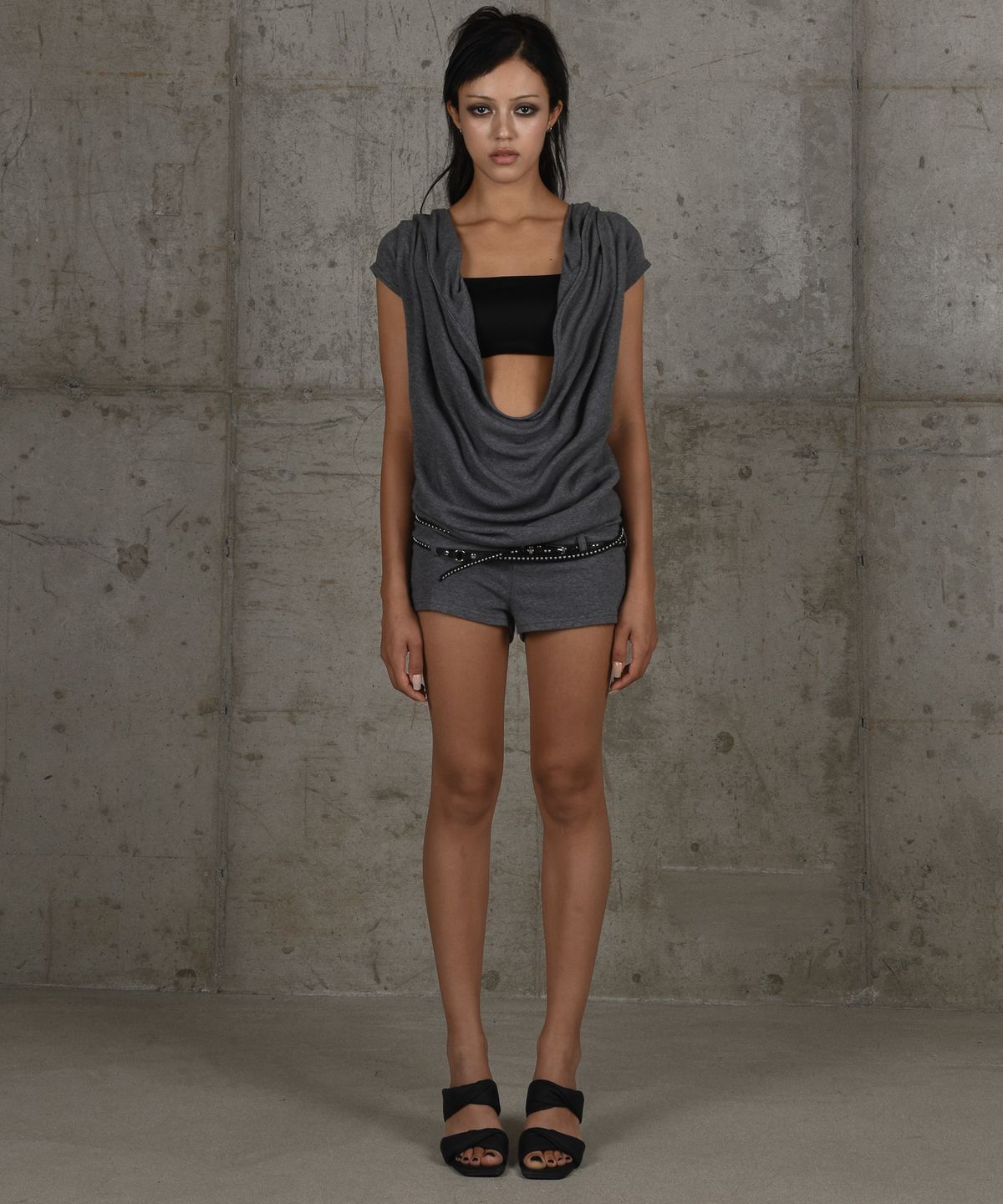 카이야(KAIYA) Hooded cowl neck romper
