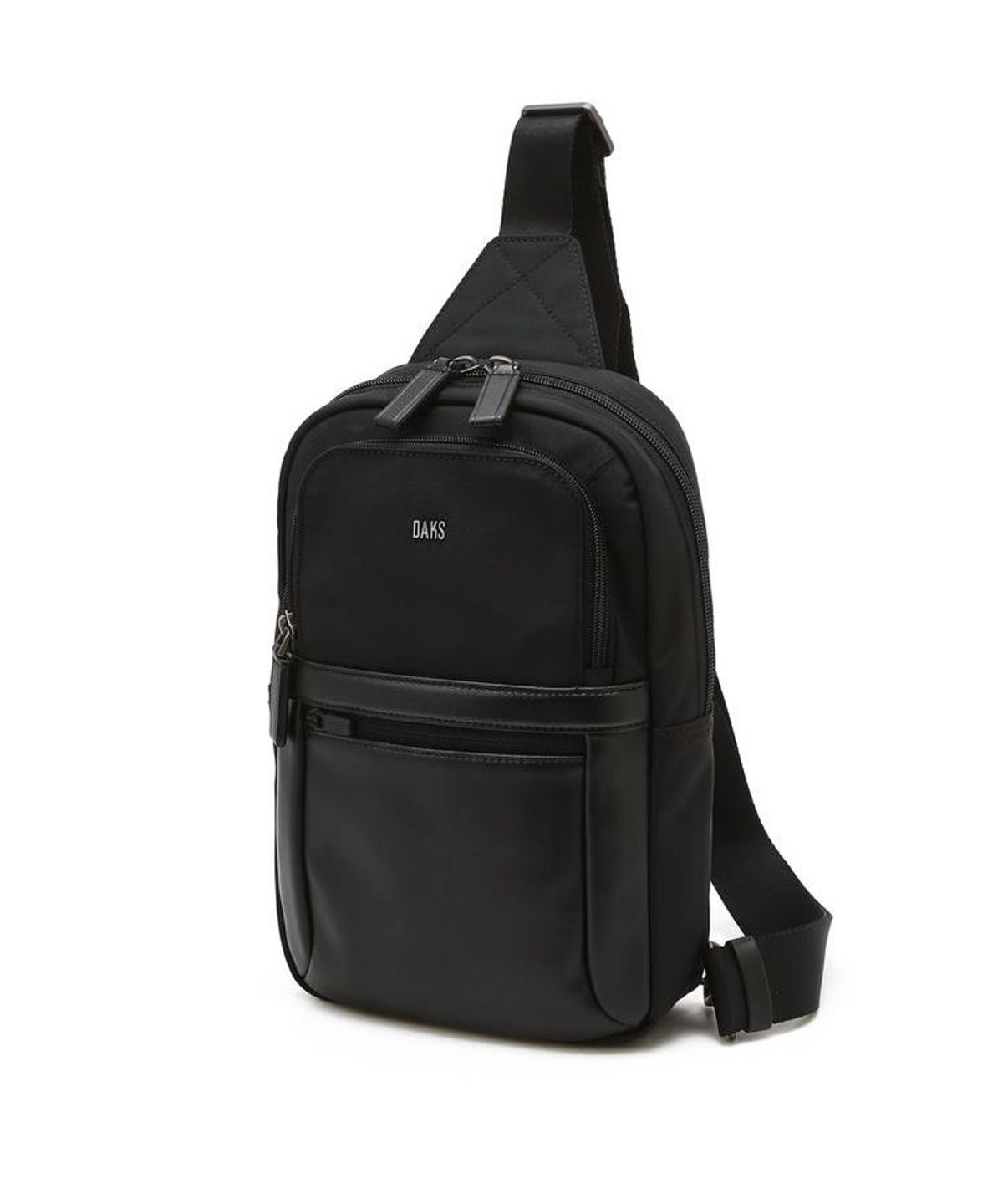 닥스 남성 액세서리(DAKS MEN'S ACCESSORIES) 블랙 로고장식 가죽 슬링백 DBBA6F010BK
