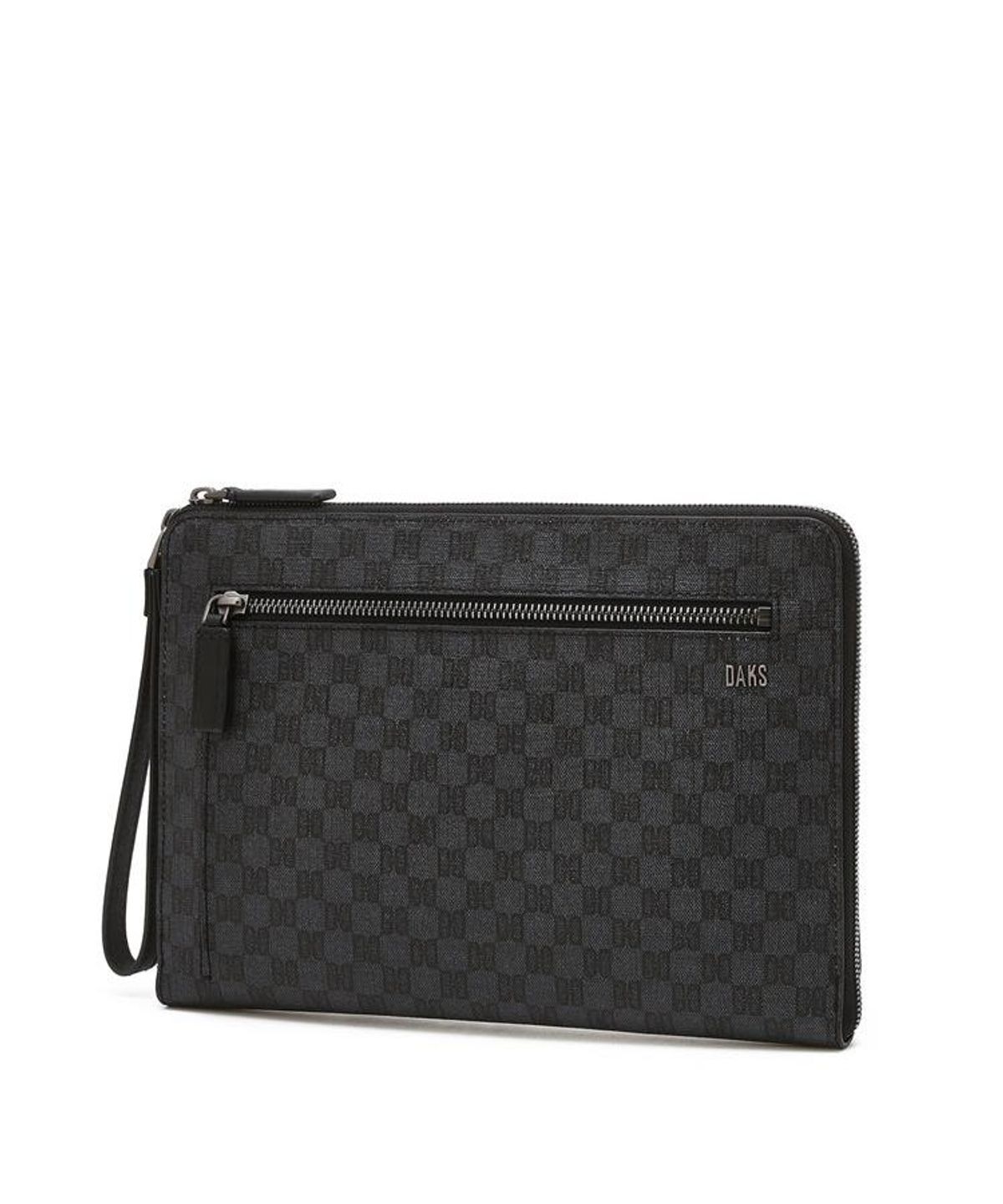 닥스 남성 액세서리(DAKS MEN'S ACCESSORIES) 블랙 로고패턴 가죽 클러치백 DBBA6F007BK