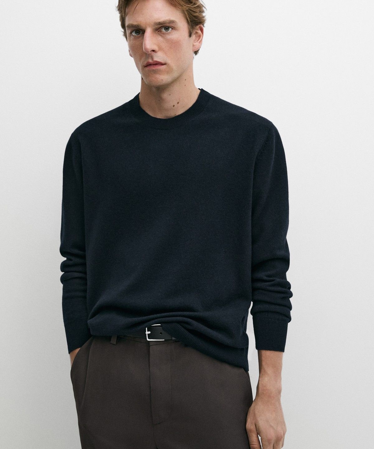 마시모두띠(MASSIMO DUTTI) 울 혼방 라운드넥 니트 스웨터
