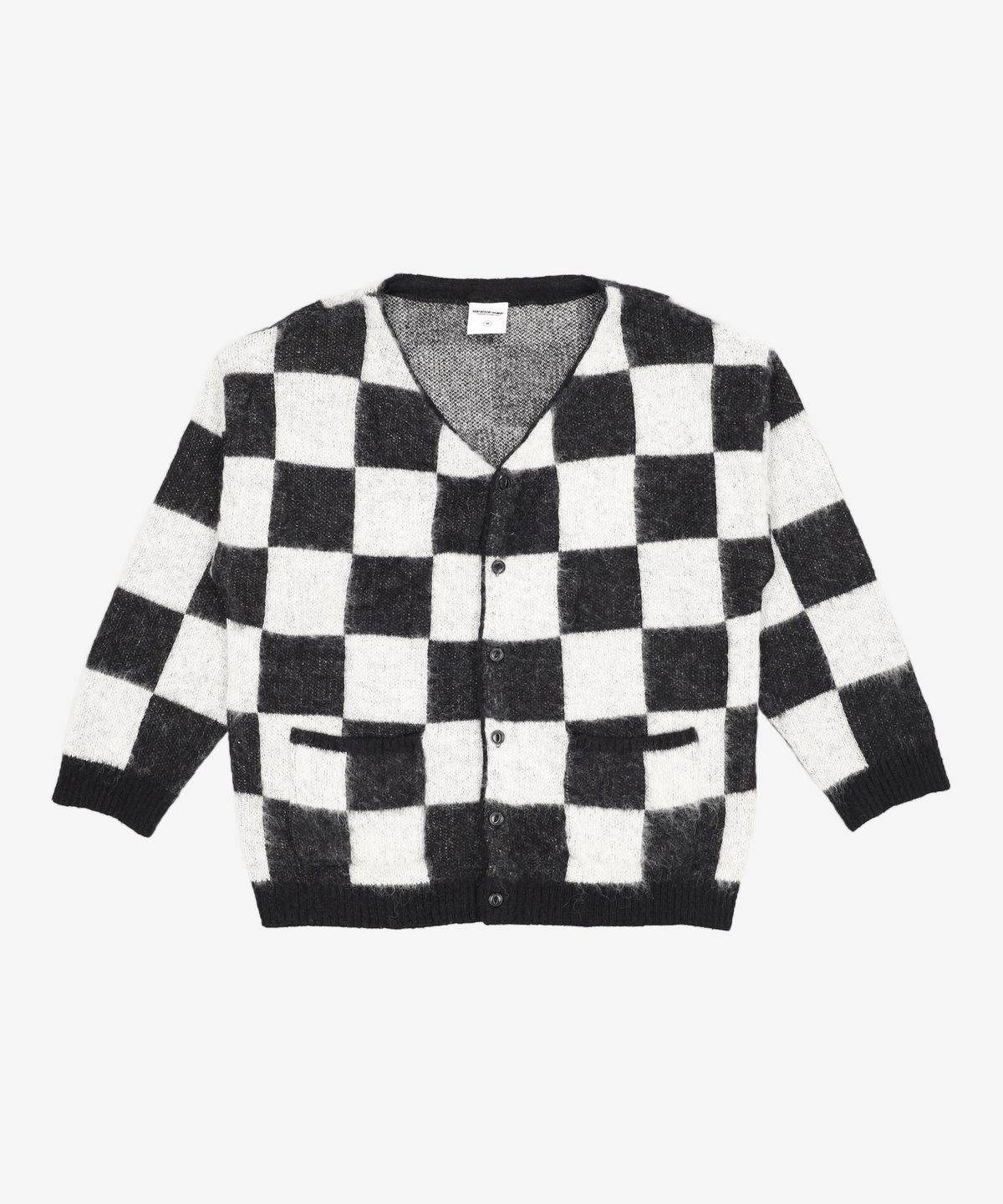 벌스원(VERSE ONE) CHECKERED JACQUARD MOHAIR BLEND CARDIGAN BLACK/WHITE M